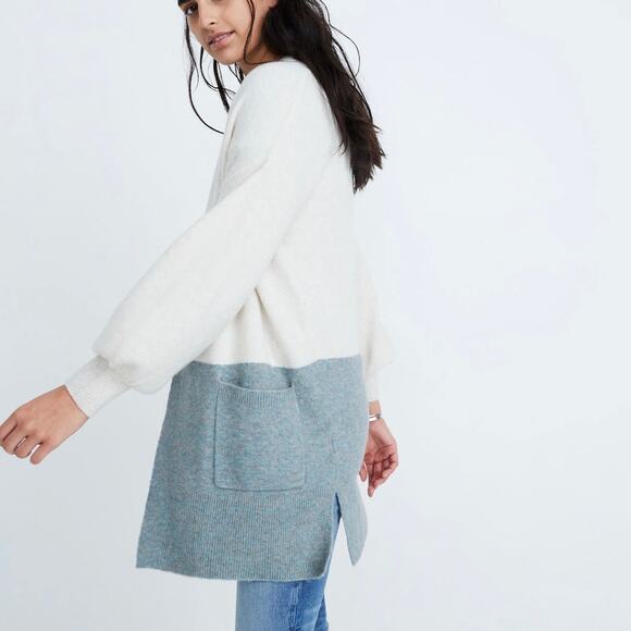 MADEWELL Edgewater Bubble Sleeve Cardigan Sweater Colorblock XS K5801 - Picture 11 of 11